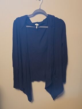 Splendid Hooded Waterfall Front Sweater  Black M